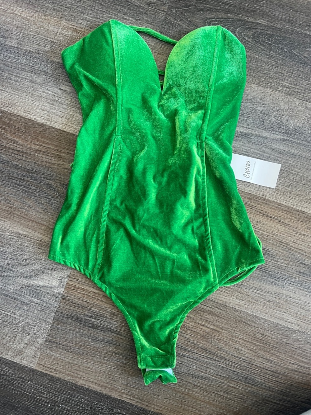 (42) NWT Choices Emerald Green Velvet Bodysuit